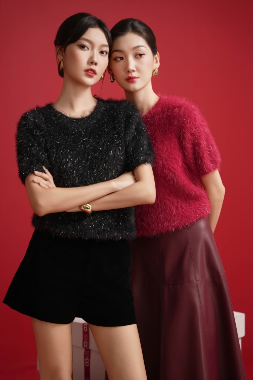 Sixdo Black Velvet Shorts